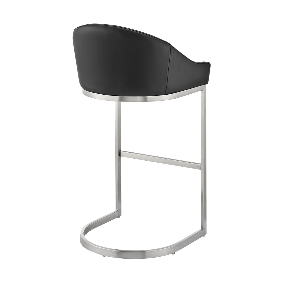 Atherik Counter Stool in Brushed Stainless Steel with White Faux Leather By Armen Living | Counter Stools | Modishstore - 25