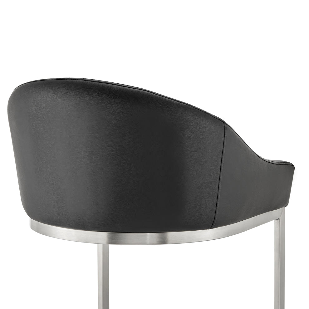 Atherik Counter Stool in Brushed Stainless Steel with White Faux Leather By Armen Living | Counter Stools | Modishstore - 30