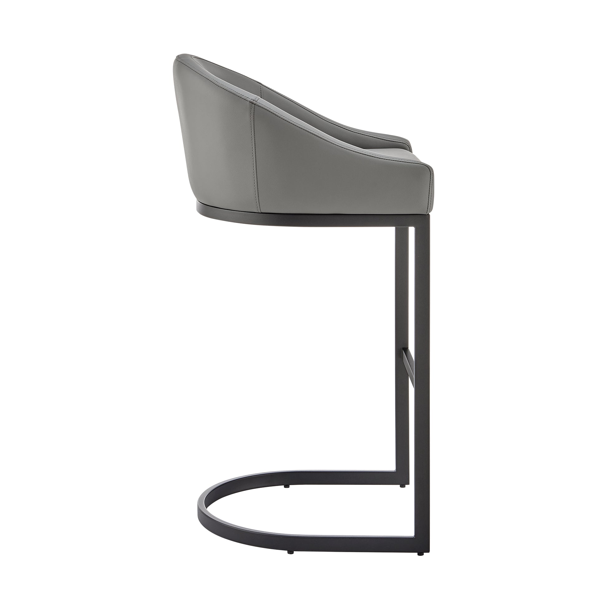 Atherik Counter Stool in Black Metal with Grey Faux Leather By Armen Living | Counter Stools | Modishstore - 4