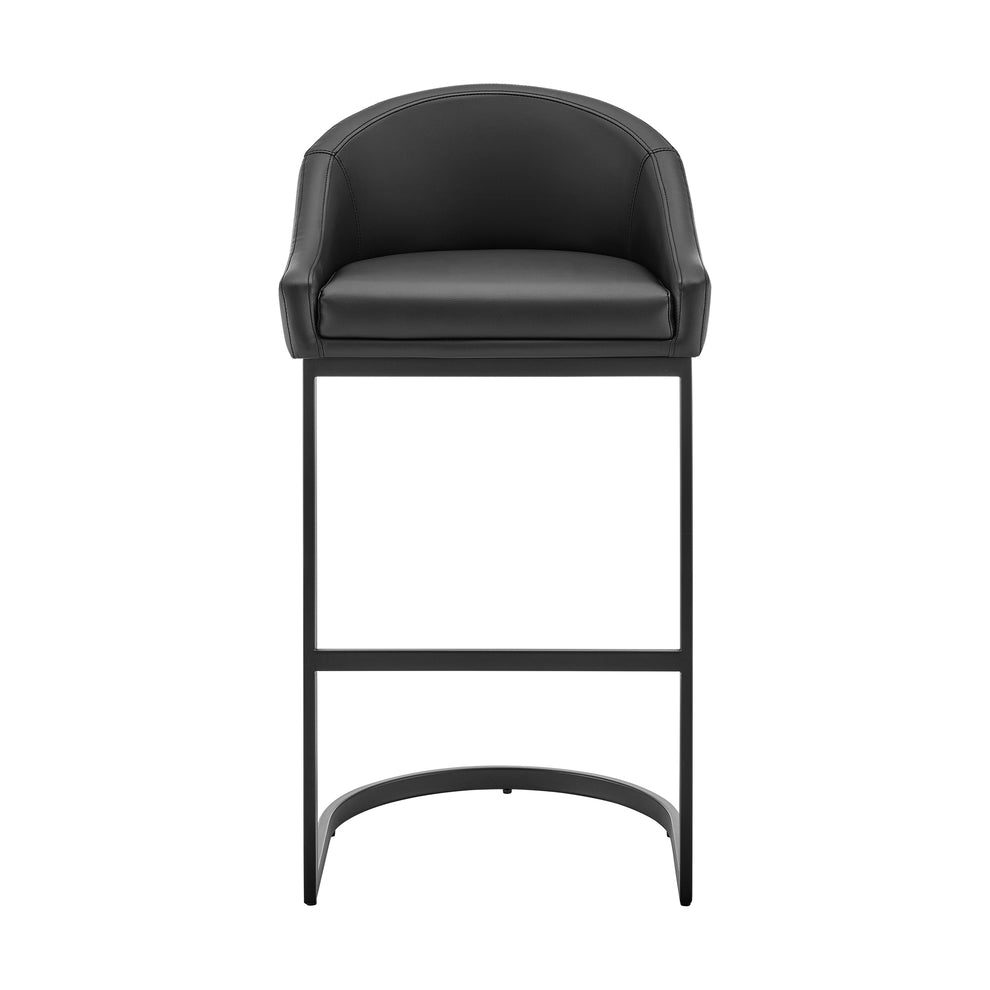 Atherik Counter Stool in Black Metal with Grey Faux Leather By Armen Living | Counter Stools | Modishstore - 13