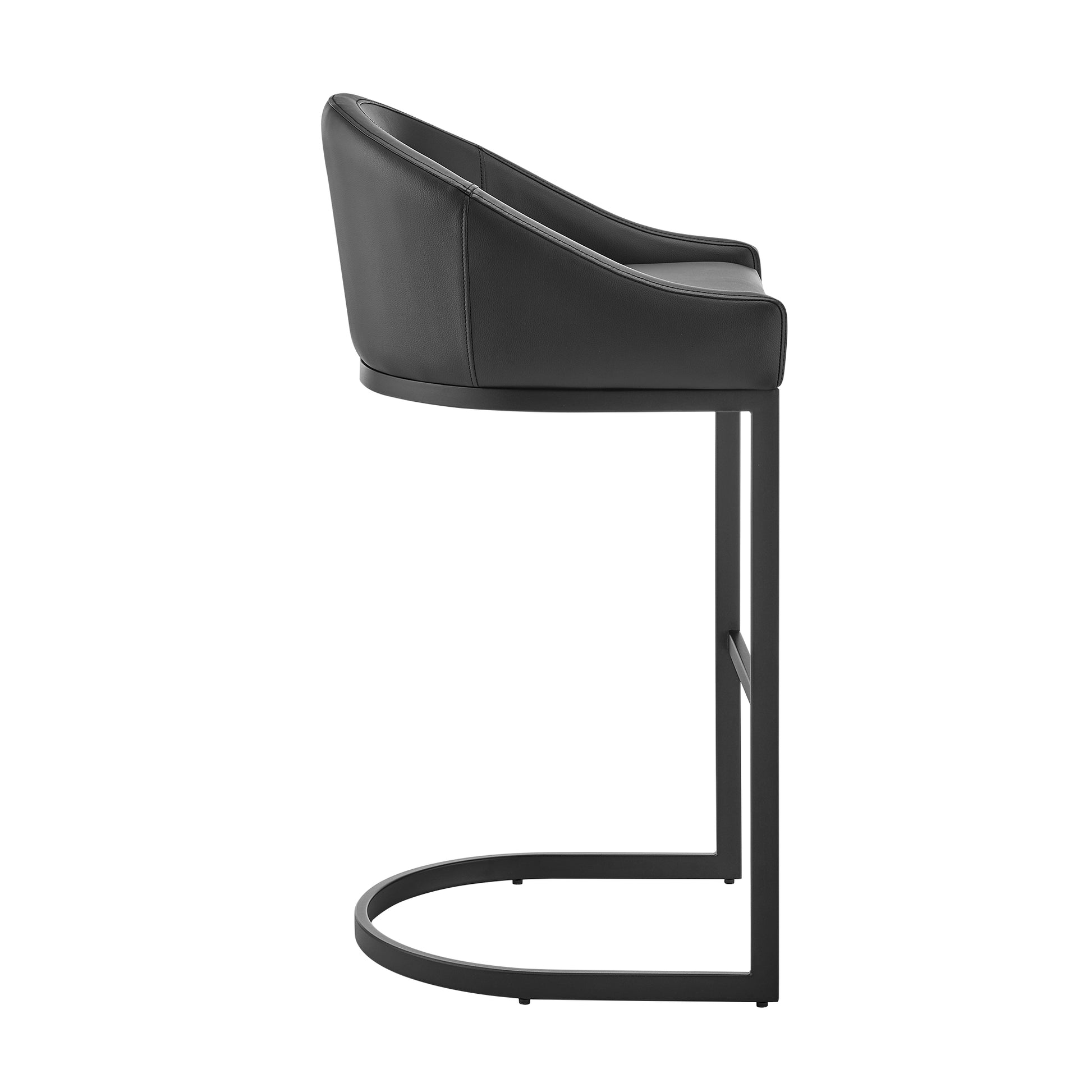 Atherik Counter Stool in Black Metal with Grey Faux Leather By Armen Living | Counter Stools | Modishstore - 14
