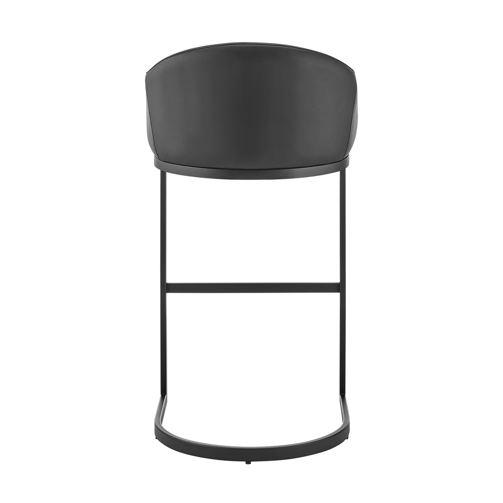 Atherik Counter Stool in Black Metal with Grey Faux Leather By Armen Living | Counter Stools | Modishstore - 16