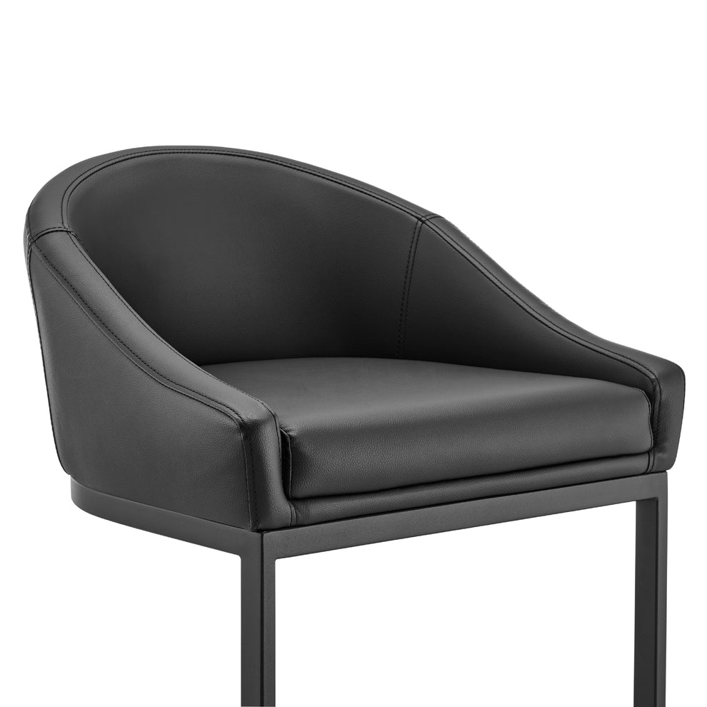 Atherik Counter Stool in Black Metal with Grey Faux Leather By Armen Living | Counter Stools | Modishstore - 17