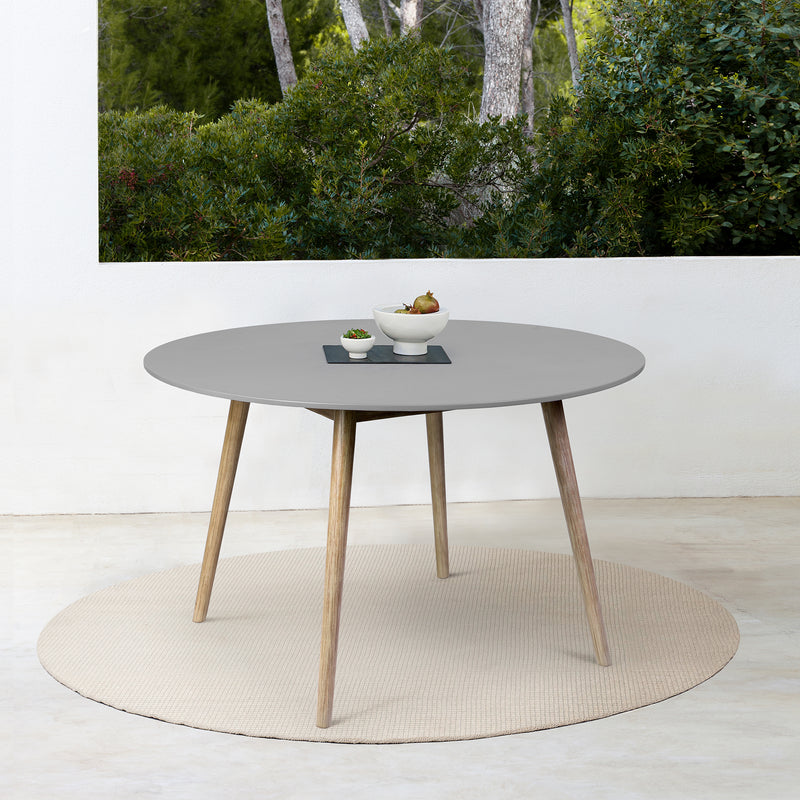 Sydney Outdoor Patio Round Dining Table in Light Eucalyptus and Grey Stone By Armen Living | Outdoor Tables | Modishstore
