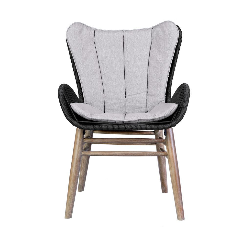 Fanny Outdoor Patio Dining Chair in Light Eucalyptus Wood and Charcoal Rope By Armen Living | Outdoor Chairs | Modishstore - 4