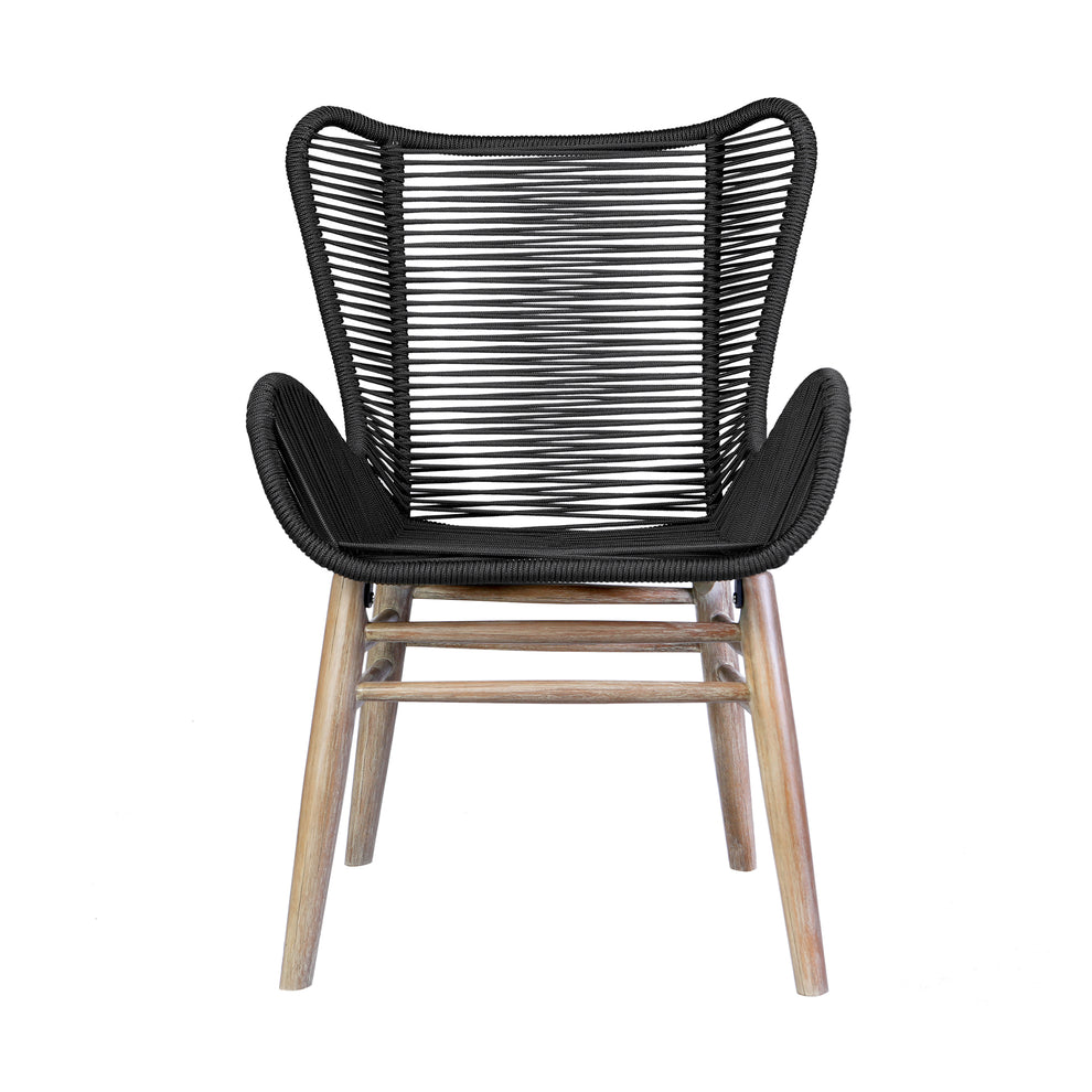 Fanny Outdoor Patio Dining Chair in Light Eucalyptus Wood and Charcoal Rope By Armen Living | Outdoor Chairs | Modishstore - 5