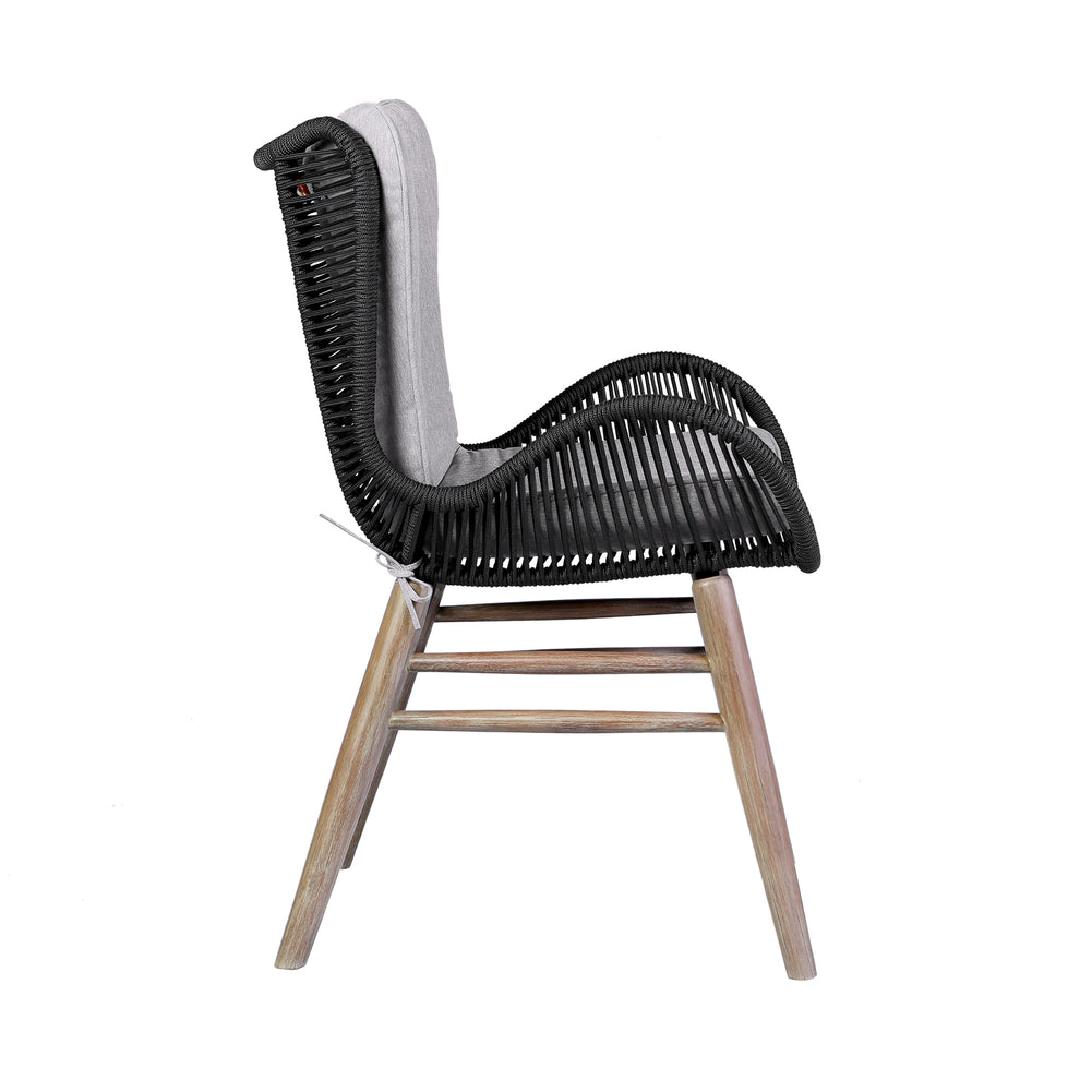 Fanny Outdoor Patio Dining Chair in Light Eucalyptus Wood and Charcoal Rope By Armen Living | Outdoor Chairs | Modishstore - 6