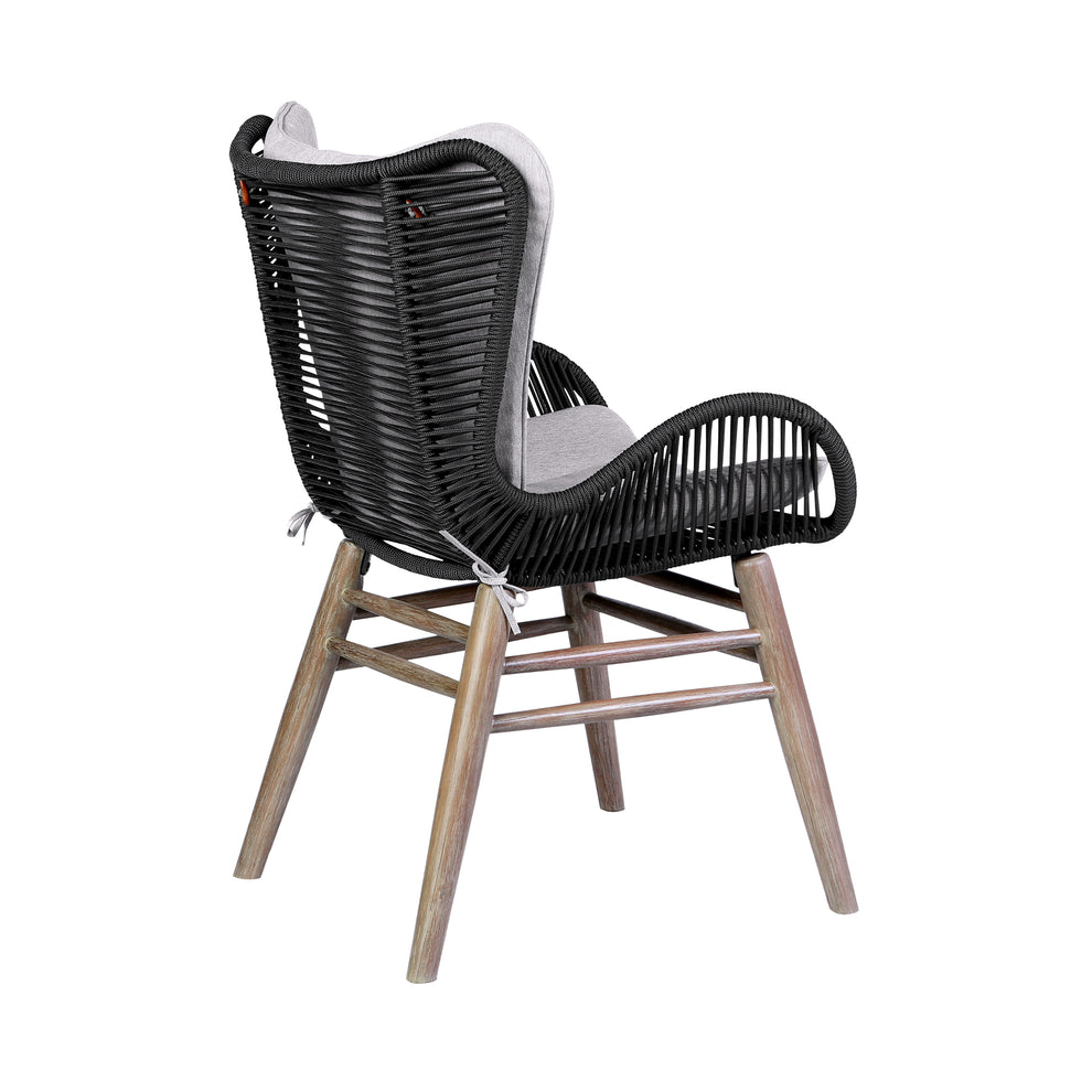 Fanny Outdoor Patio Dining Chair in Light Eucalyptus Wood and Charcoal Rope By Armen Living | Outdoor Chairs | Modishstore - 7