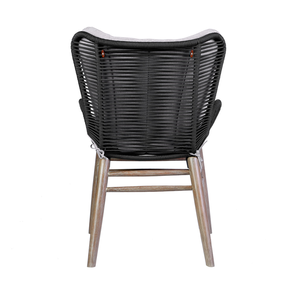 Fanny Outdoor Patio Dining Chair in Light Eucalyptus Wood and Charcoal Rope By Armen Living | Outdoor Chairs | Modishstore - 8