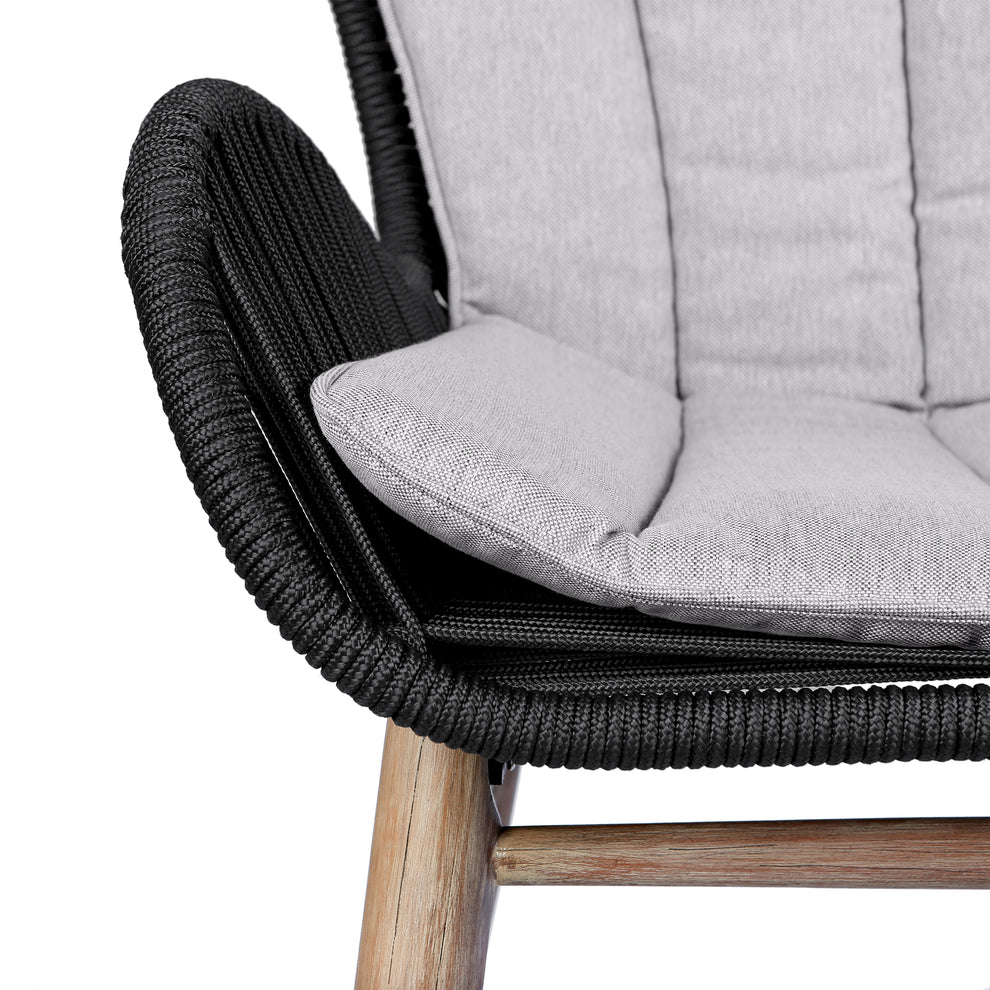 Fanny Outdoor Patio Dining Chair in Light Eucalyptus Wood and Charcoal Rope By Armen Living | Outdoor Chairs | Modishstore - 11