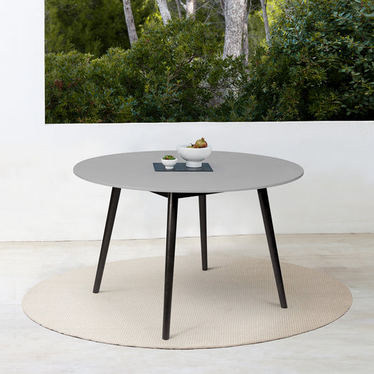 Sydney Outdoor Patio Round Dining Table in Dark Eucalyptus and Grey Stone By Armen Living | Outdoor Tables | Modishstore