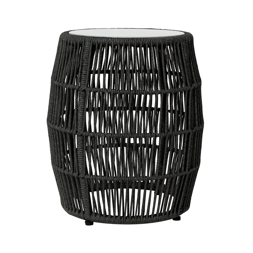 Emory Indoor Outdoor Garden Stool End Table in Grey Rope and Grey Stone By Armen Living | End Tables | Modishstore - 9