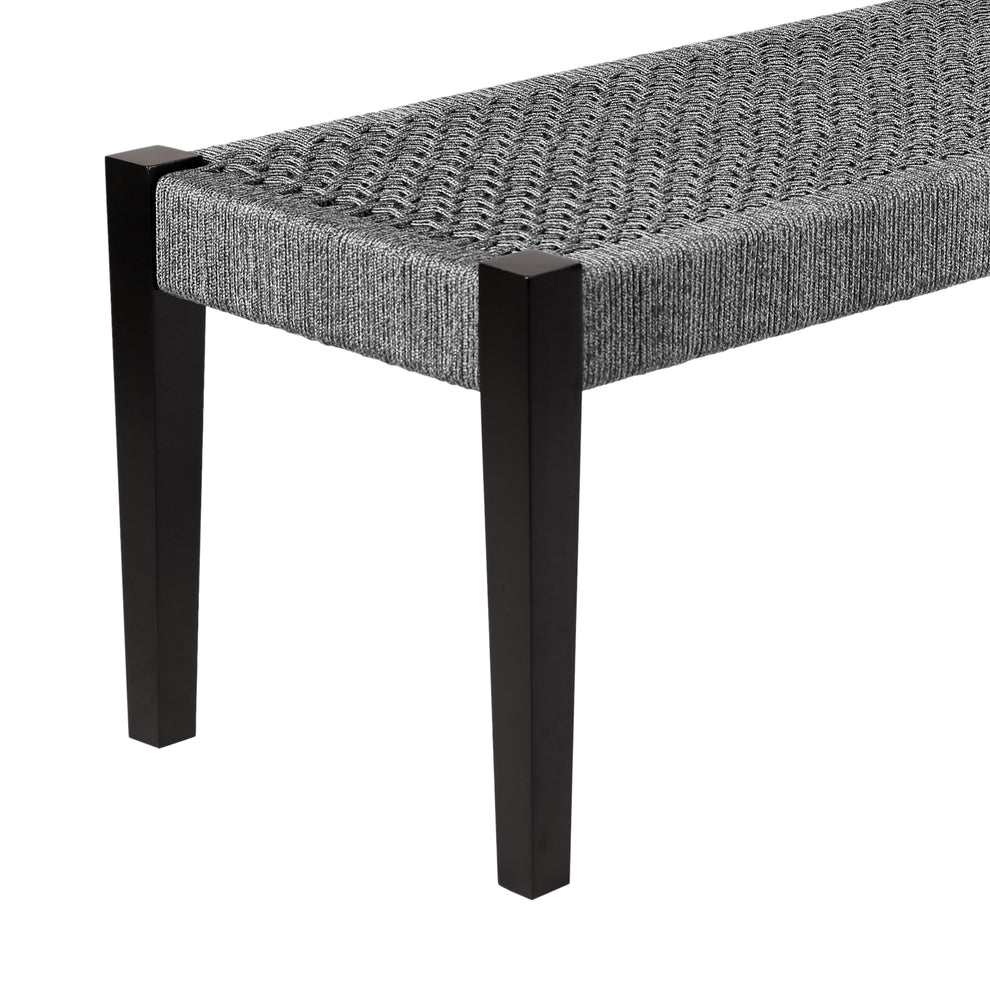 Camino Indoor Outdoor Dining Bench in Eucalyptus Wood and Grey Rope By Armen Living | Outdoor Stools & Benches | Modishstore - 4