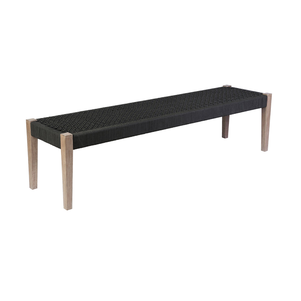 Camino Indoor Outdoor Dining Bench in Eucalyptus Wood and Grey Rope By Armen Living | Outdoor Stools & Benches | Modishstore - 10