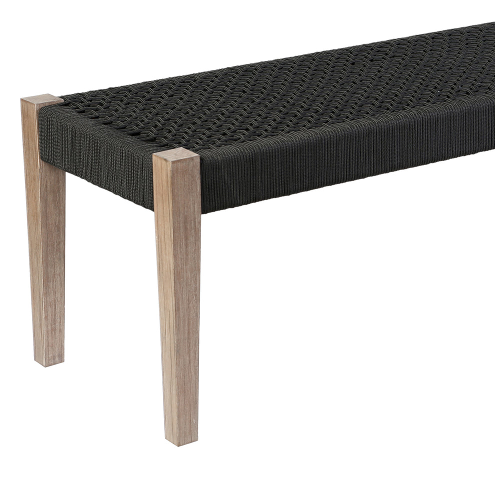Camino Indoor Outdoor Dining Bench in Eucalyptus Wood and Grey Rope By Armen Living | Outdoor Stools & Benches | Modishstore - 12