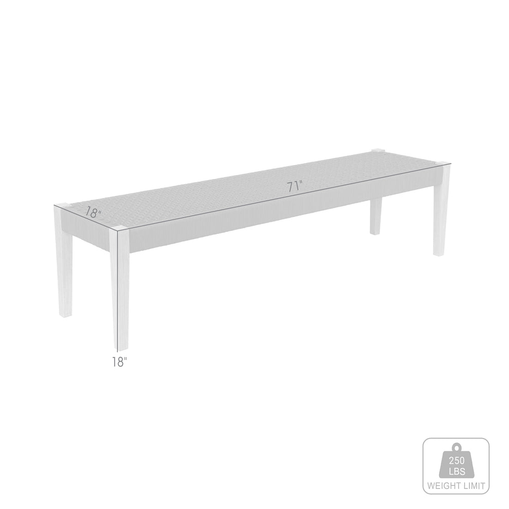 Camino Indoor Outdoor Dining Bench in Eucalyptus Wood and Grey Rope By Armen Living | Outdoor Stools & Benches | Modishstore - 16