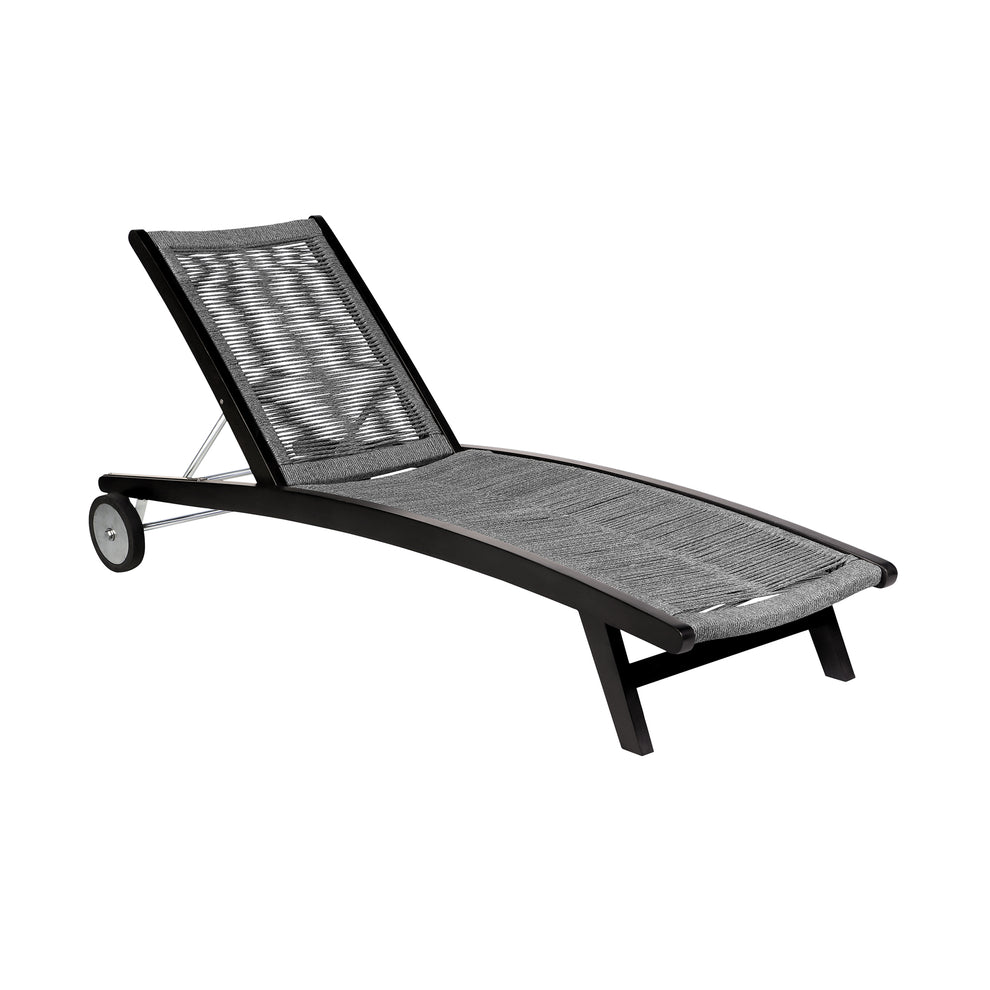 Chateau Outdoor Patio Adjustable Chaise Lounge Chair in Eucalyptus Wood and Grey Rope By Armen Living | Outdoor Chaise Lounges | Modishstore - 2