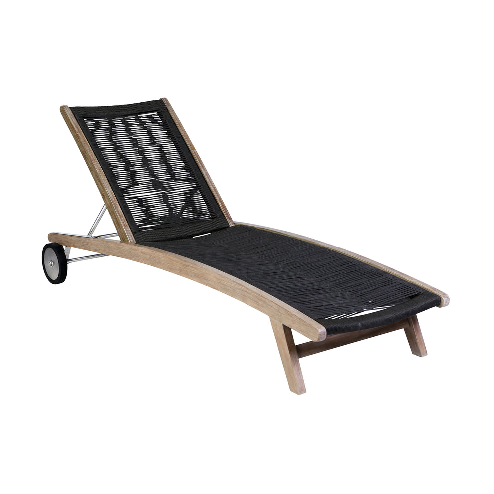 Chateau Outdoor Patio Adjustable Chaise Lounge Chair in Eucalyptus Wood and Grey Rope By Armen Living | Outdoor Chaise Lounges | Modishstore - 12