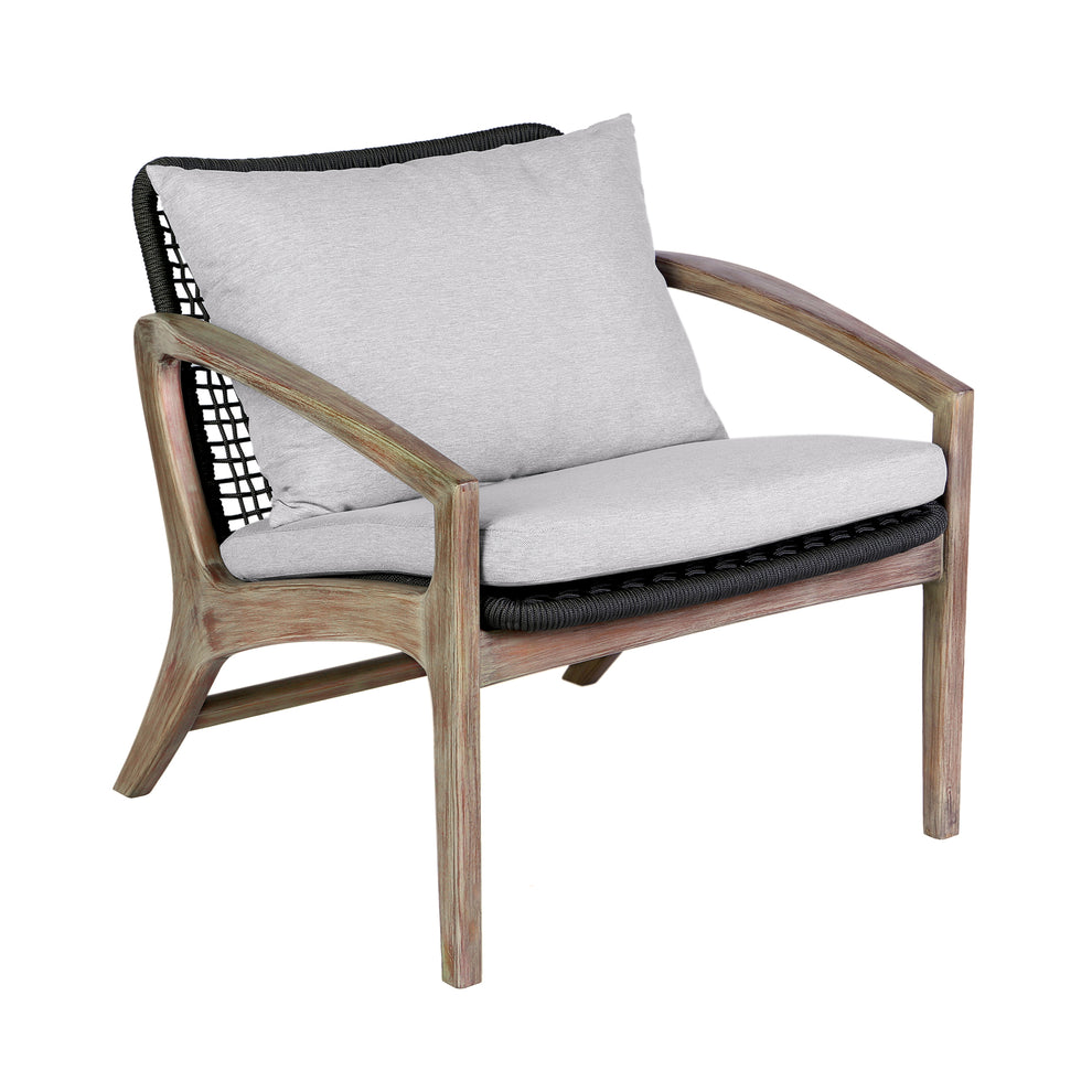 Brighton 4 Piece Outdoor Patio Seating Set in Light Eucalyptus Wood with Charocal Rope and White Cushions By Armen Living | Outdoor Sofas, Loveseats & Sectionals | Modishstore - 6