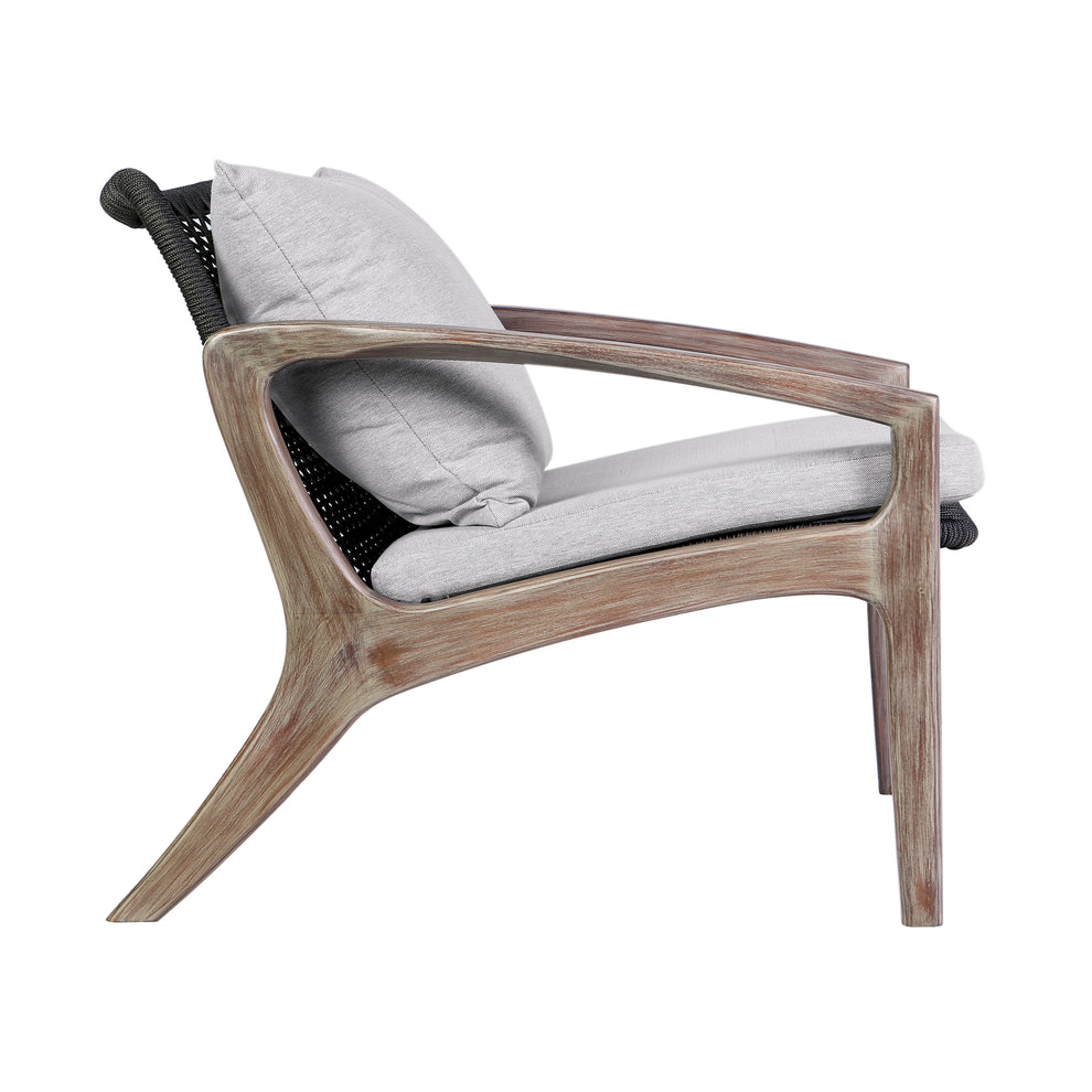 Brighton 4 Piece Outdoor Patio Seating Set in Light Eucalyptus Wood with Charocal Rope and White Cushions By Armen Living | Outdoor Sofas, Loveseats & Sectionals | Modishstore - 7