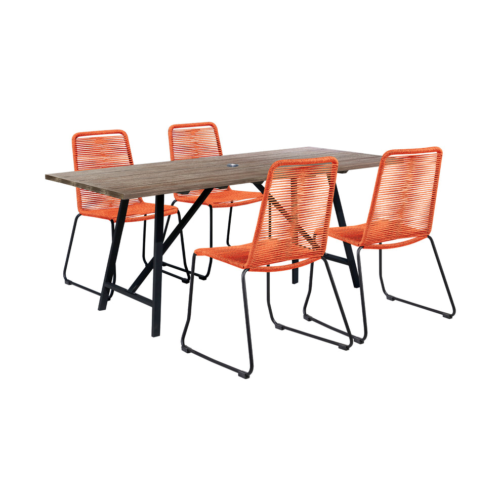 Koala and Shasta 5 Piece Outdoor Patio Dining Set in Light Eucalyptus Wood and Black Rope By Armen Living | Outdoor Dining Sets | Modishstore - 32