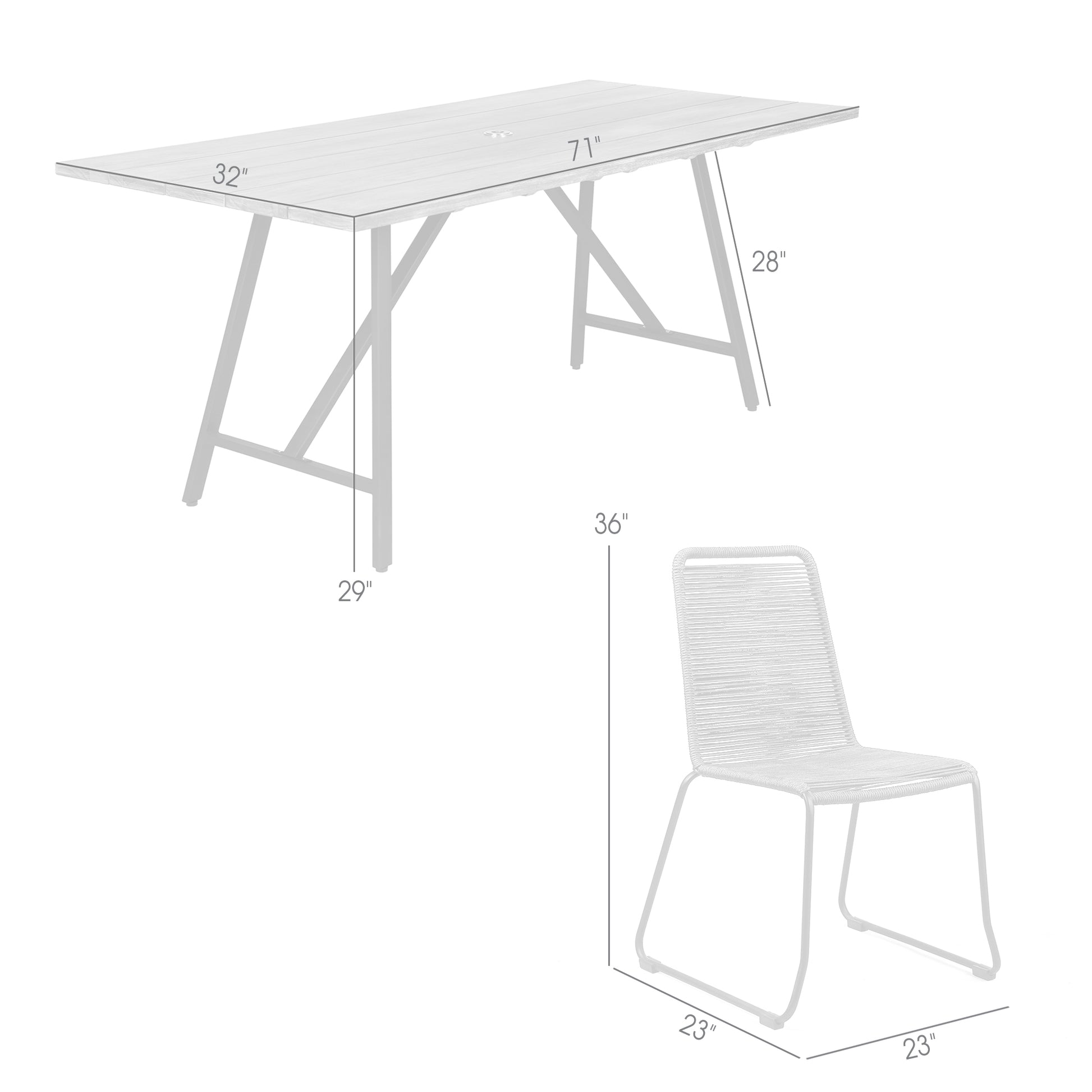 Koala and Shasta 5 Piece Outdoor Patio Dining Set in Light Eucalyptus Wood and Black Rope By Armen Living | Outdoor Dining Sets | Modishstore - 39