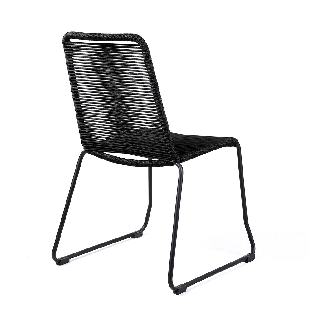 Sydney and Shasta 5 Piece Patio Outdoor Dining Set in Black Rope with Black Eucalyptus Wood By Armen Living | Outdoor Dining Sets | Modishstore - 4