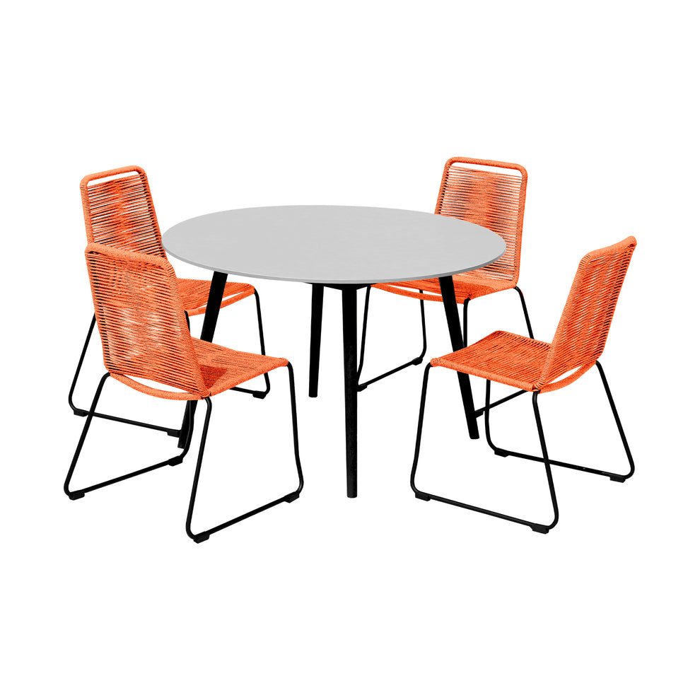 Sydney and Shasta 5 Piece Patio Outdoor Dining Set in Black Rope with Black Eucalyptus Wood By Armen Living | Outdoor Dining Sets | Modishstore - 32