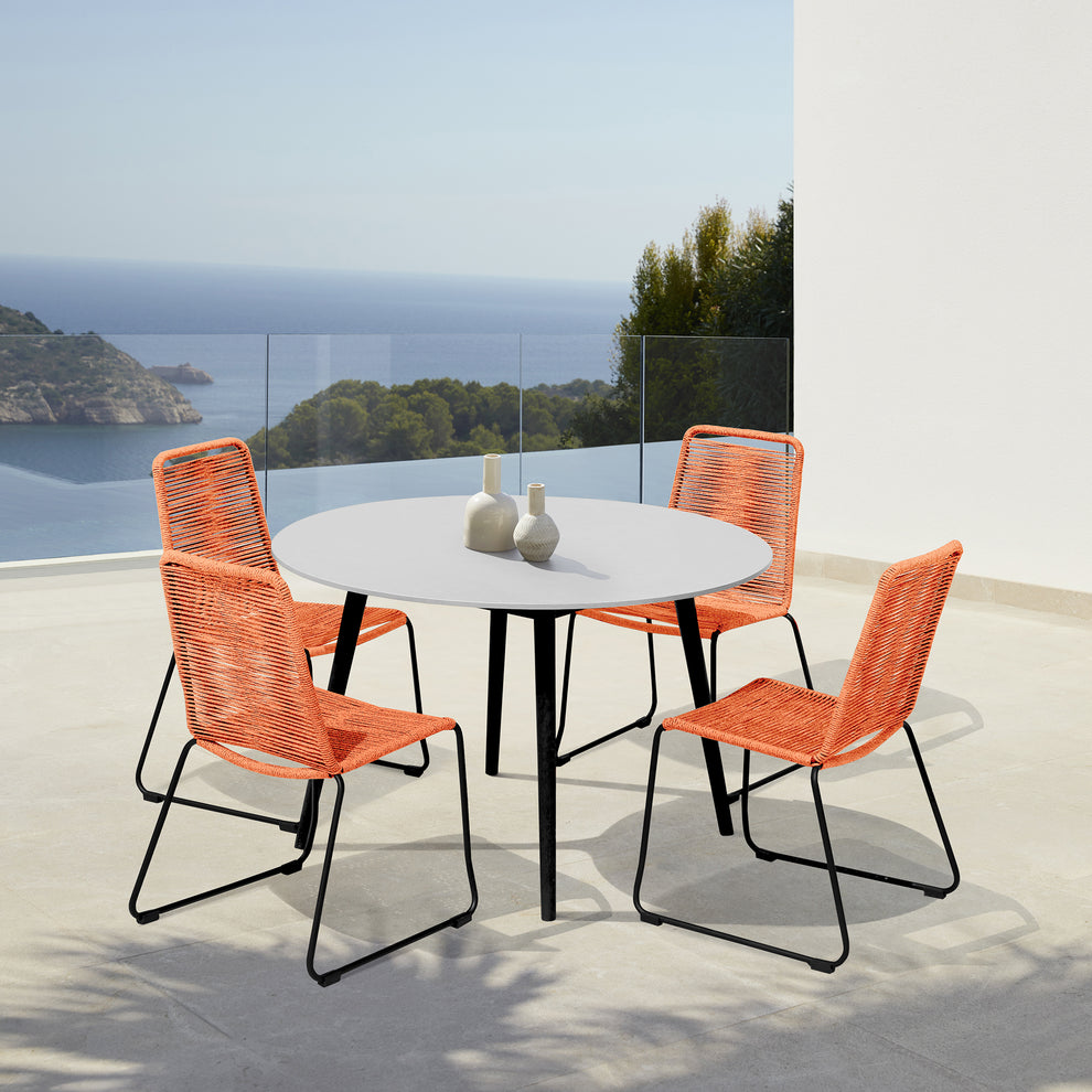 Sydney and Shasta 5 Piece Patio Outdoor Dining Set in Black Rope with Black Eucalyptus Wood By Armen Living | Outdoor Dining Sets | Modishstore - 31