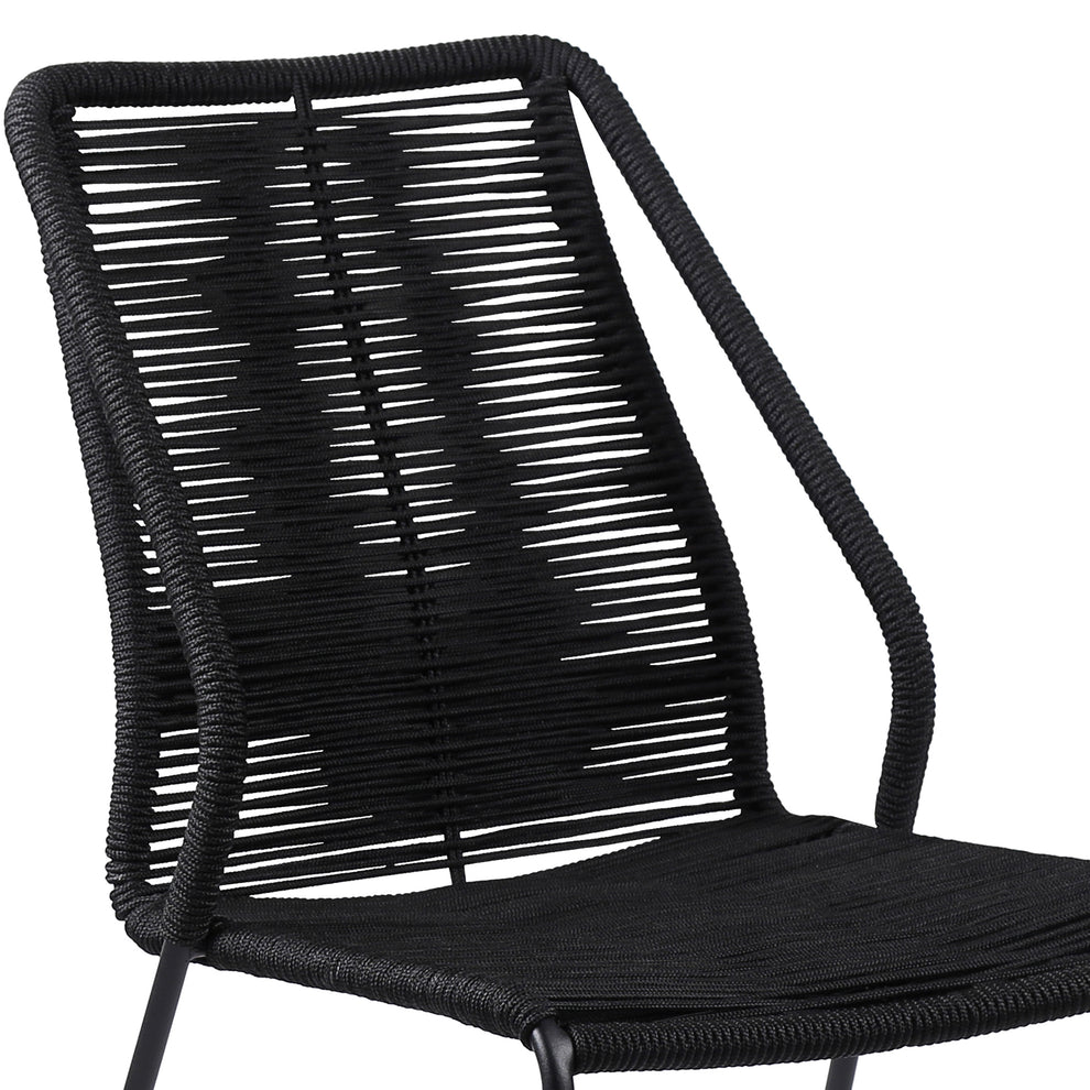 Sydney and Clip 3 Piece Outdoor Patio 36" Dining Set in Black Eucalyptus Wood and Black Rope By Armen Living | Outdoor Dining Sets | Modishstore - 7