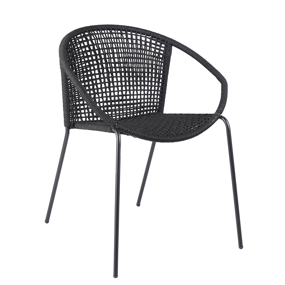 Sydney and Snack 3 Piece Outdoor Patio 36" Dining Set in Black Eucalyptus Wood and Black Rope By Armen Living | Outdoor Dining Sets | Modishstore - 3