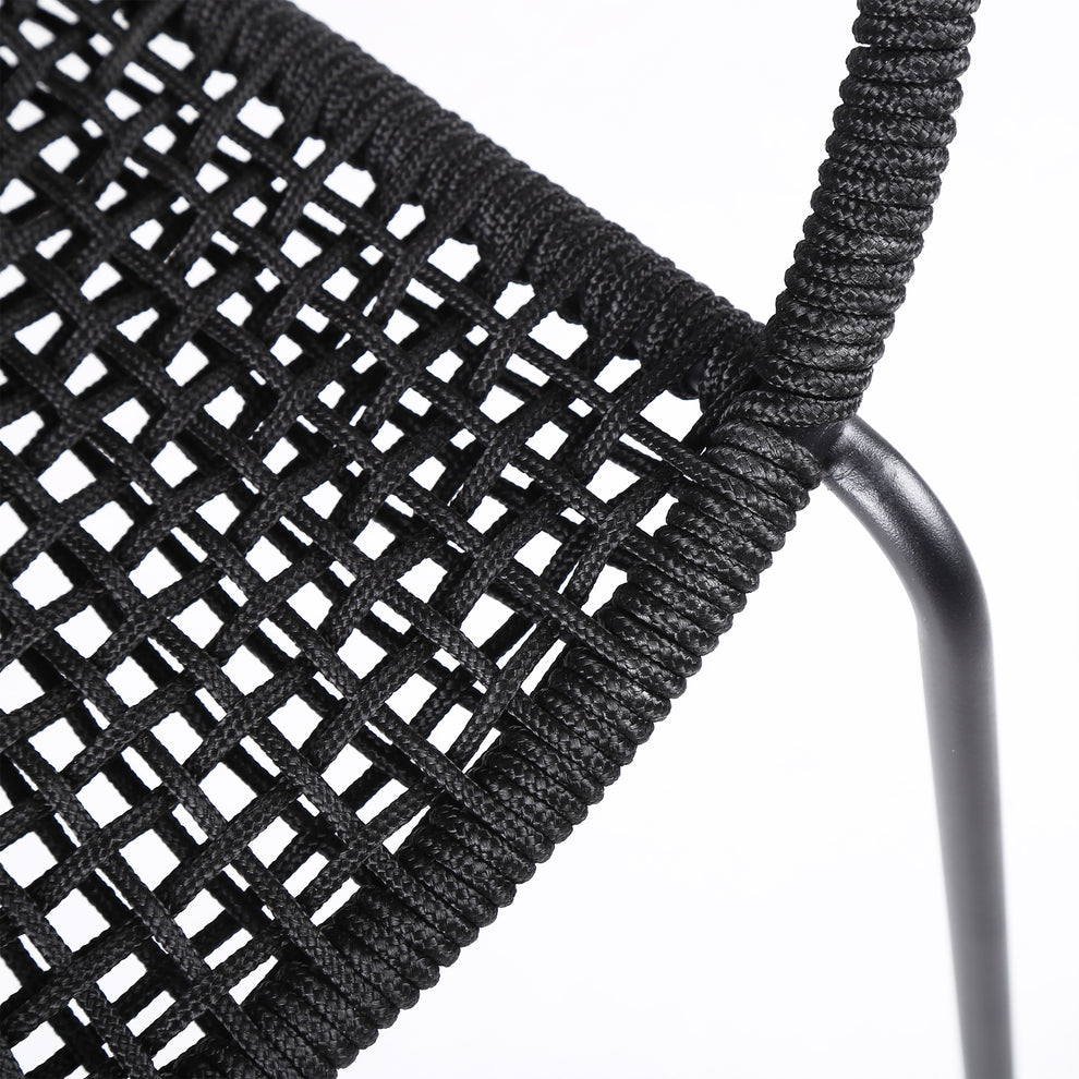 Sydney and Snack 3 Piece Outdoor Patio 36" Dining Set in Black Eucalyptus Wood and Black Rope By Armen Living | Outdoor Dining Sets | Modishstore - 7