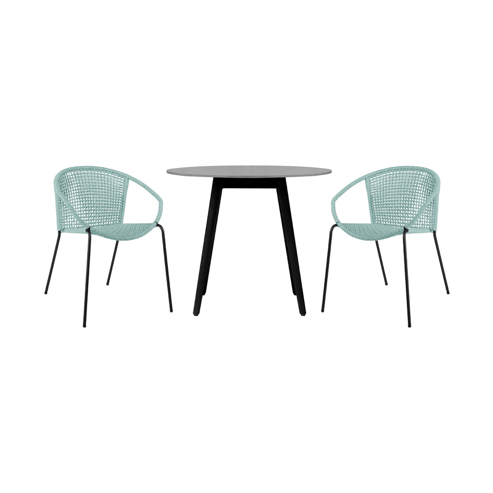 Sydney and Snack 3 Piece Outdoor Patio 36" Dining Set in Black Eucalyptus Wood and Black Rope By Armen Living | Outdoor Dining Sets | Modishstore - 12