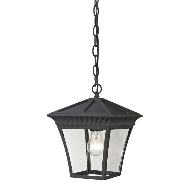 Ridgewood 1-Light Pendant Lantern in Matte Textured Black - Medium | Pendant Lamps | Modishstore