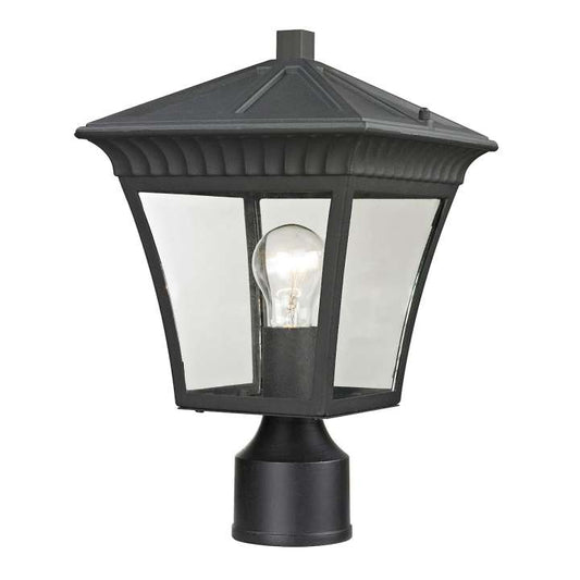 Ridgewood 1-Light Post Mount Lantern in Matte Textured Black - Medium | Outdoor Lights | Modishstore