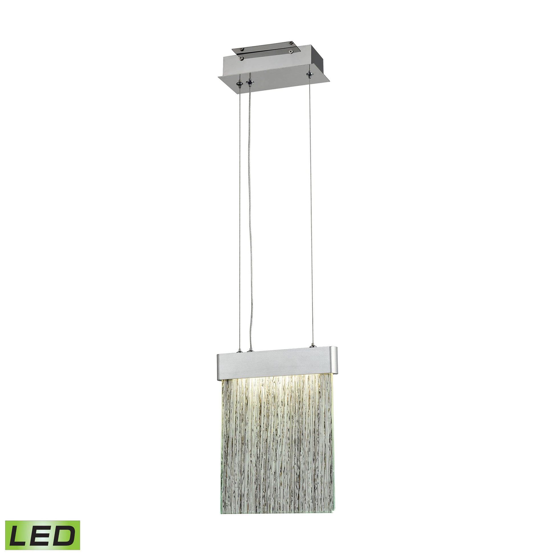 Meadowland 1-Light Mini Pendant in Satin Aluminum and Chrome with Textured Glass - Integrated LED ELK Lighting | Pendant Lamps | Modishstore