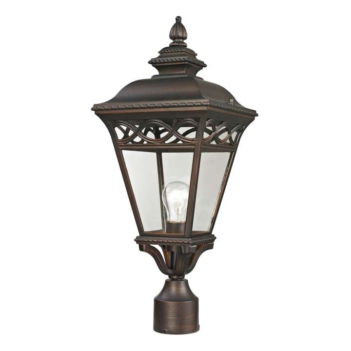 Mendham 1-Light Post Mount Lantern in Hazelnut Bronze - Medium | Outdoor Lights | Modishstore