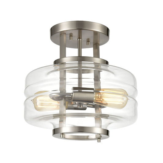 Rover 2-Light Semi Flush Mount in Satin Nickel with Clear Glass ELK Lighting | Ceiling Lamps | Modishstore