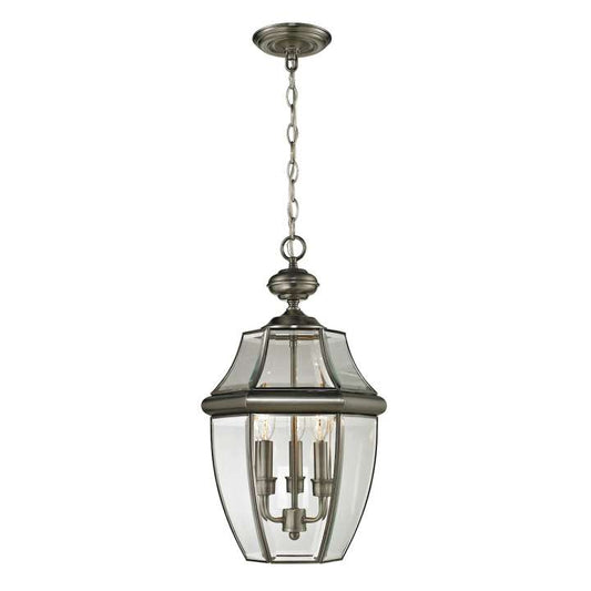 Ashford 3-Light Hanging Lantern in Antique Nickel - Large | Pendant Lamps | Modishstore