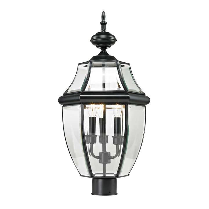 Ashford 3-Light Post Mount Lantern in Black - Large | Outdoor Lights | Modishstore