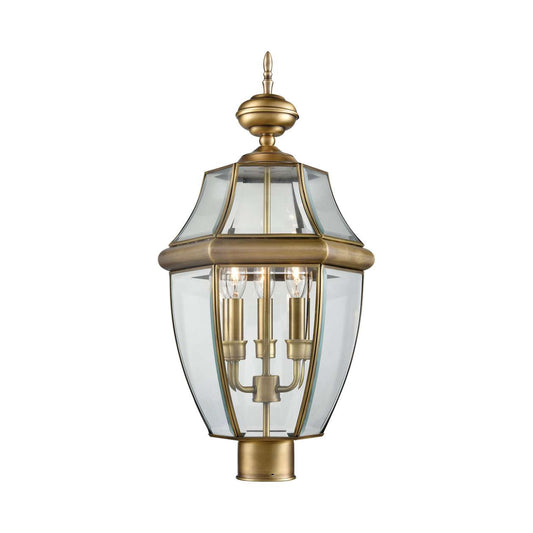 Ashford 3-Light Post Lantern in Antique Brass - Large | Outdoor Lights | Modishstore