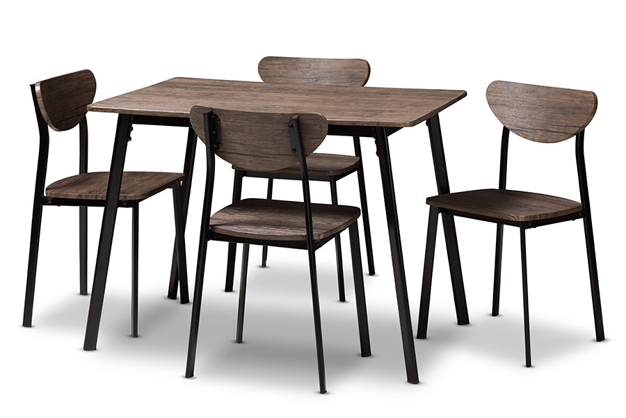 baxton studio ornette mid century modern matte black frame 5 piece dining set | Modish Furniture Store-2