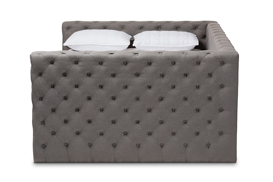 Baxton Studio Anabella Modern and Contemporary Grey Fabric Upholstered Queen Size Daybed | Daybeds | Modishstore - 3