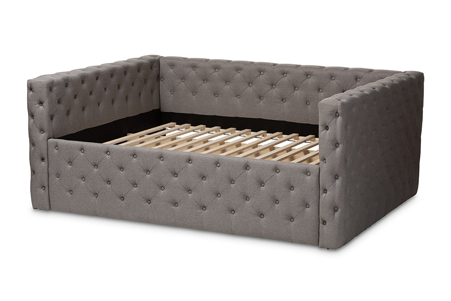 Baxton Studio Anabella Modern and Contemporary Grey Fabric Upholstered Queen Size Daybed | Daybeds | Modishstore - 6