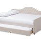 baxton studio eliza modern and contemporary light beige fabric upholstered full size daybed with trundle | Modish Furniture Store-3