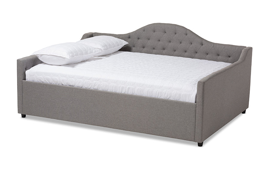 baxton studio eliza modern and contemporary grey fabric upholstered full size daybed | Modish Furniture Store-2