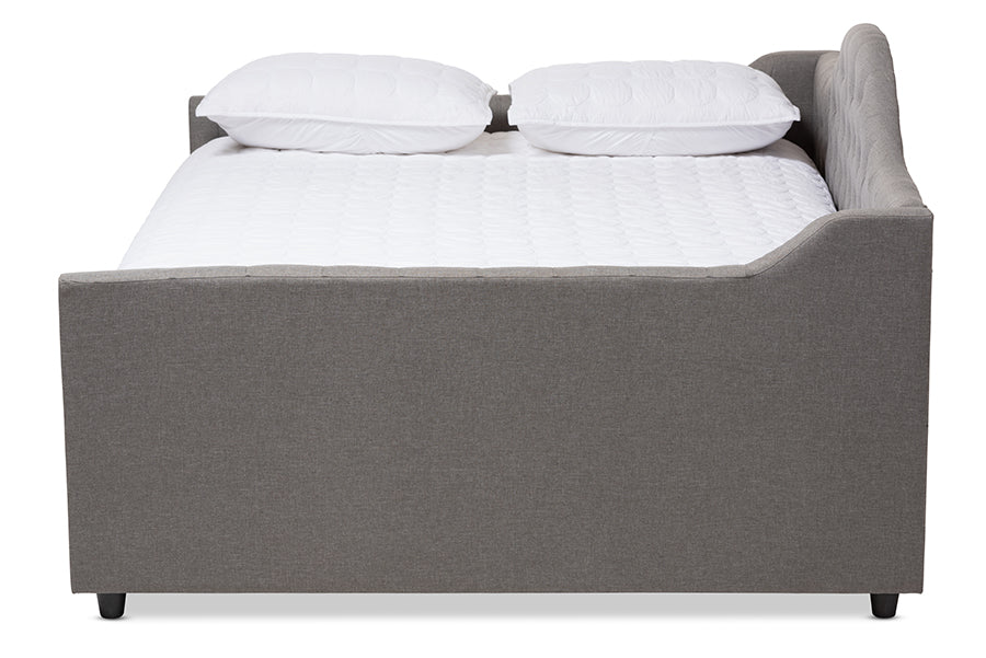 baxton studio eliza modern and contemporary grey fabric upholstered queen size daybed | Modish Furniture Store-3