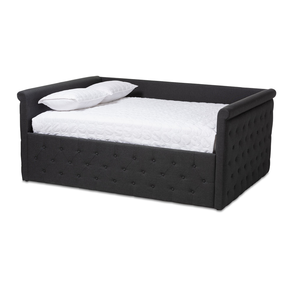 Baxton Studio Amaya Modern and Contemporary Dark Grey Fabric Upholstered Queen Size Daybed | Daybeds | Modishstore
