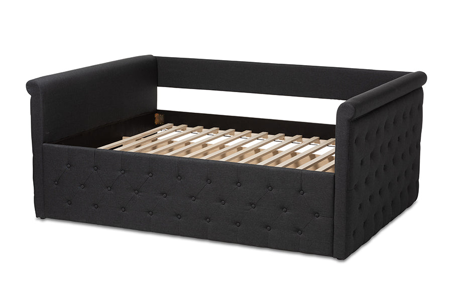 Baxton Studio Amaya Modern and Contemporary Dark Grey Fabric Upholstered Queen Size Daybed | Daybeds | Modishstore - 6