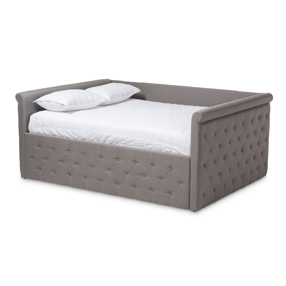 Baxton Studio Amaya Modern and Contemporary Grey Fabric Upholstered Full Size Daybed | Daybeds | Modishstore - 2